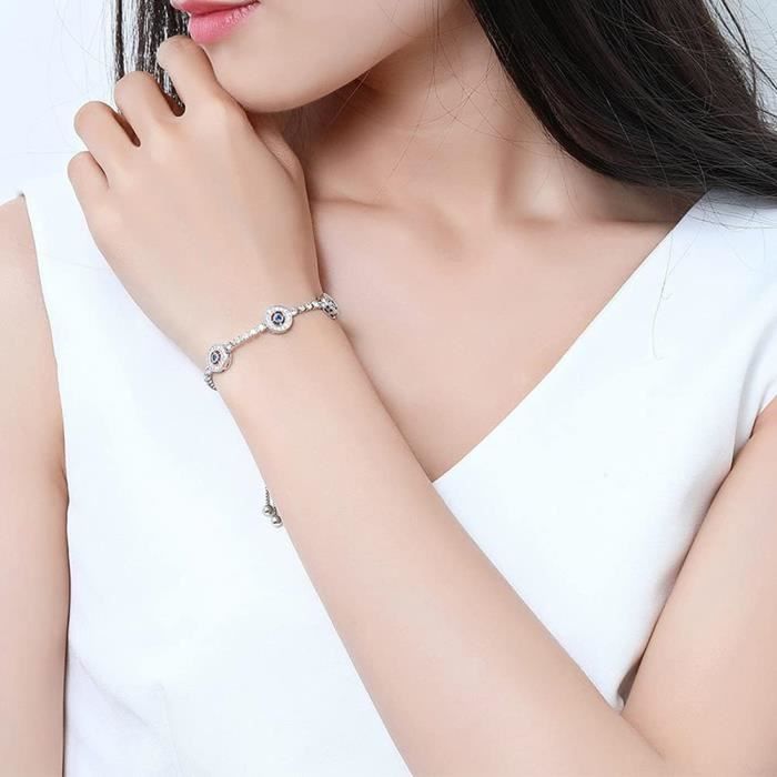 Bracelet porte-bonheur mauvais œil en émail pour femme, manchette  ajustable, couleur métal, or rose, rose, bleu, vert