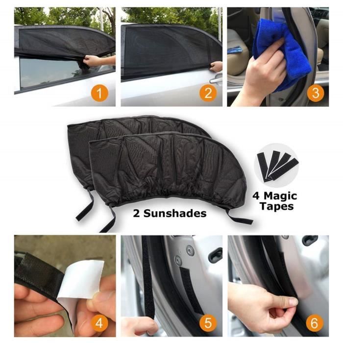 Pare-soleil Pour Vitre De Voiture Bébé - 2 Pièces, 45x36 Cm, Avec Ventouses - Protection UV - 8