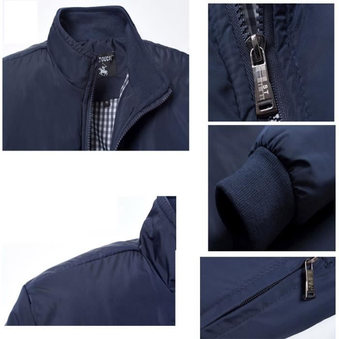 Zytyeu Cardigan Homme Slim Fit Long Style Chinois Stade Gentleman Bouton Veste Homme Col Montant Printemps Automne Mode Veste Transitionnelle Homme Veste De Sport Homme B-Navy L