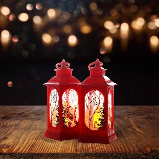 Lot De 4 Lanternes De Noël LED Bougies - Décoration Intérieur Extérieur Festive Lanterne Suspension Noel