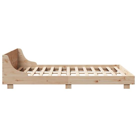 Cadre De Lit VECELO Métal Et Bois 140x190 Cm - Avec Tête De Lit - Industriel (NEUF)