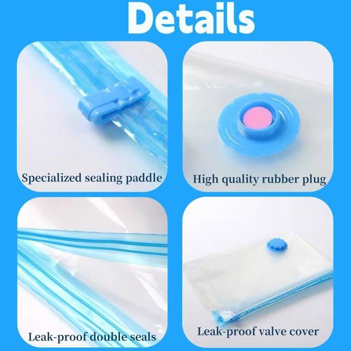 Sac Sous Vide Vetement,6pcs Sacs de Rangement Sous Vide,Sac de