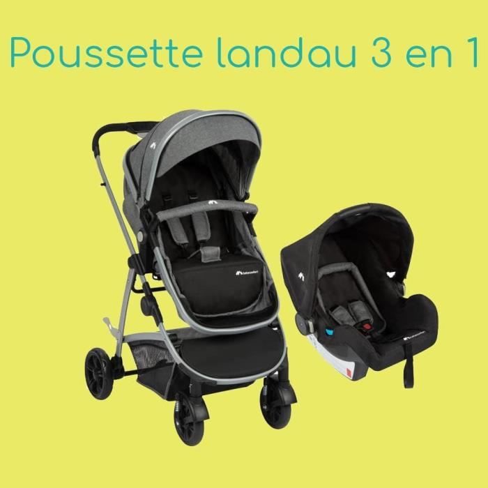 BEBECONFORT Poussette 3 en 1 Hello, avec nacelle intégrée + Siège auto Gr0  Cosi, 4 roues, Black Chic, naissance à 22kg (0-3 ans) - Cdiscount  Puériculture & Eveil bébé