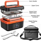 UVERBON Lunch Box Chauffante Électrique - Batterie rechargeable 16 000 mAh - 1L - Minuterie intelligente - Boîte à lunch chauffante