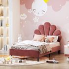 DANS LES NUAGES Lit enfant 90x200 cm avec sommier à lattes, structure de lit fille avec tête de lit en forme de fleur, rouge
