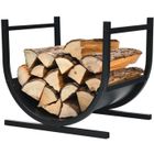 DREAMADE Range Bûches en Fer, Porte Bûches de Cheminée en Forme U, Support de Stockage de Bois de Chauffage pour Cheminée, Barbecue