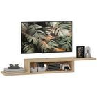 HOMCOM - meuble tv - Bois - 152x29x21cm - Chêne