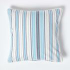 HOMESCAPES Housse de coussin en coton à rayures bleues, 45 x 45 cm
