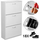 Meuble à Chaussures - MIADOMODO® - 3 Portes Abattantes - 59x22x105 cm - Blanc - Autoportant/Mural