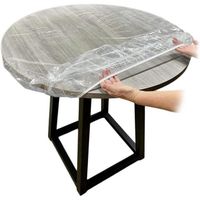 Nappes ajustées en Vinyle Rond Couvre-Table à Bords élastiques Transparents Transparent 110-140 cm nappes élastiques