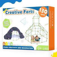 130 Pcs Kit de Construction de Fort pour Enfants-Jouet Fort créatif pour garçon et Fille de 5,6,7,8 Ans-Jouets de Construction STEM 