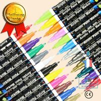 CONFO® Stylo de peinture acrylique marqueur ensemble de 24 couleurs marqueur couleur en métal Art peinture couleur stylo pinceau ens