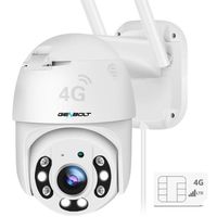 GENBOLT 3G/4G LTE Caméra Surveillance Extérieure avec Sim, Caméra IP Détection Humaine 1080P Vision Nocturne Couleur Suivi Auto