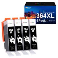 364 XL Cartouche d'encre GPC IMAGE 4 Pack pour HP364XL pour Photosmart 5510 5520 5522 5520 6520 B8550 7510 7520 5524(Noir)