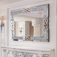 Grand Miroir Décoration Murale Salon Miroir Mural Décoratif Rectangulaire Design pour Maison Chambre Salle de Bain 100x70cm