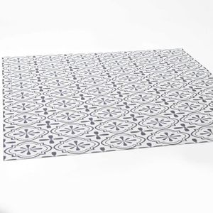 Tapis Vinyl Carreaux De Ciment 120x200 Tapis Vinyle Carreaux De Ciment Floral Adele Noir Et Pastel