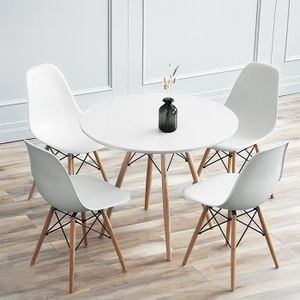 Ensemble de table de salle à manger d'affaires - Table de salle de réception,  table de conférence et ensemble de chaises, table de salle à manger ronde  en bois simple, bureau, réception