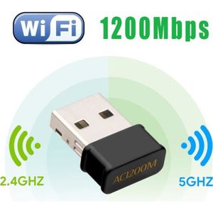 Adaptateur WiFi 1200 Mbps adaptateur WiFi USB double bande avec station USB 3.0 5,8 G/867 Mbps+2,4 G/300 Mbps câble dextension double et antenne 5dBi à gain élevé pour PC et ordinateur portable 