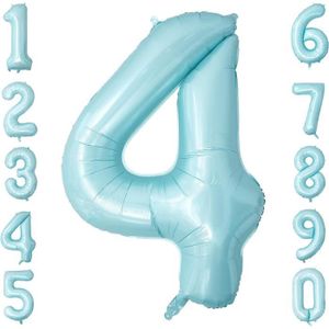 BALLON DÉCORATIF  Ballon Numéro 4 Bleu Perle 40 Pouces Mylar pour Ga