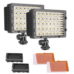 SAMTIAN Torche Vid/éo Lumi/ère de Panneau pour Appareil Photo avec 160 pcs LED Dimmable Haute intensit/é et 2 filtres pour Canon Nikon Pentax Panasonic Sony Samsung et Olympus num/érique SLR