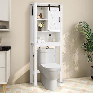 Relaxdays Etagère de machine à laver bambou, 2 rangements, meuble de salle  de bain, 175 x 66 x 30 cm, toilettes, nature