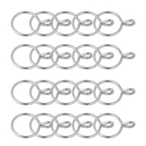20 pi/èces Anneaux pour Tringle /à Rideaux M/étal 30 mm Anneaux Suspendus Argent avec 60pcs Plastique Crochets de Rideaux Blanc pour Rideaux de Porte et Fen/être