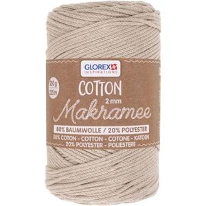 FIL - TOUR DE COU  GLOREX 5 1008 02 – Macramé Cotton, 250 g, 2 mm, longueur 225 m, fil de coton sourd à triple torsade, 100% coton, pour crochet, t59