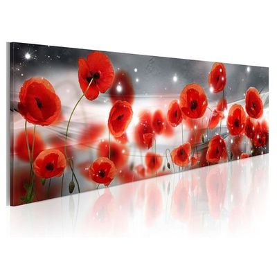 Toile Déco Murale Fleurs De Pavot Abstraites - 70x100cm - Sans Cadre - Impression Haute Définition