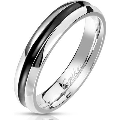 Bague Homme Argentée Brillante Avec Rainures ZENSE ZR0176 - Acier Inoxydable 8mm, Style Élégant