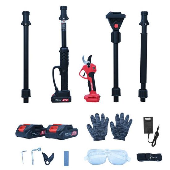TaskStar Sécateur Électrique Télescopique 2-en-1 : Perche Jusqu'à 2,7 M, Moteur Sans Balais, 2 Batteries 4.0Ah, Lame SK5 Extra, Coupe Branches 40 Mm – Parfait Pour Arbres Et Arbustes