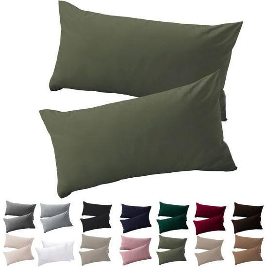 Lot De 2 Taies D'oreiller Taupe 50 X 70 Cm / 100% Coton / 57 Fils/cm²