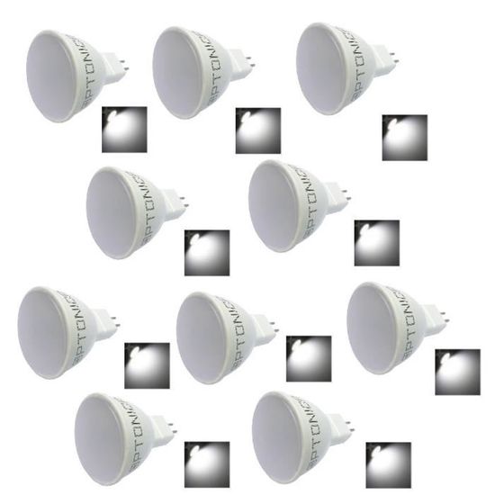 Lot De 10 Ampoules LED MR16 5W 12V - Blanc Froid 110° - OPTONICA