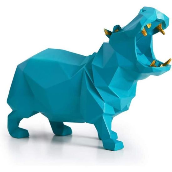 Statue Hippopotame Résine Verte - Boîte Rangement Clés Bouche Ouverte, Décoration Fun Maison Bureau