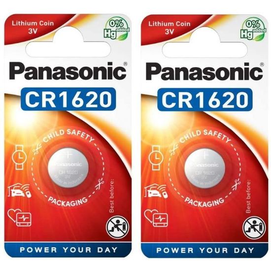 Lot De 40 Piles Bouton CR1620 - Lithium 3V - Emballage Sécurité Enfants - Pour Montres, Télécommandes, Appareils électroniques - 6