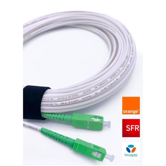 Câble Fibre Optique 10m - SC/APC - Compatible Orange, SFR, Bouygues - Jarretière Simplex Monomode