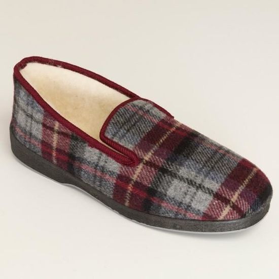 Charentaise Mixte A Carreaux Gris Achat Vente Chausson Pantoufle Cdiscount