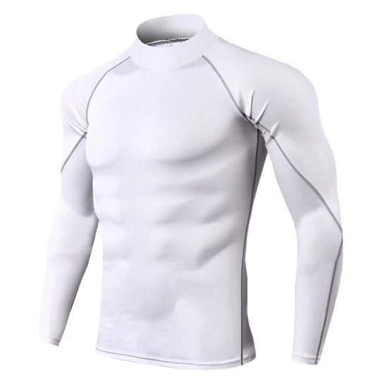 Maillot Compression A Manches Longues Pour Homme Tee Shirt De Sport Sechage Rapide Baselayer Haut Blanc 3XL Blanc Cdiscount Sport