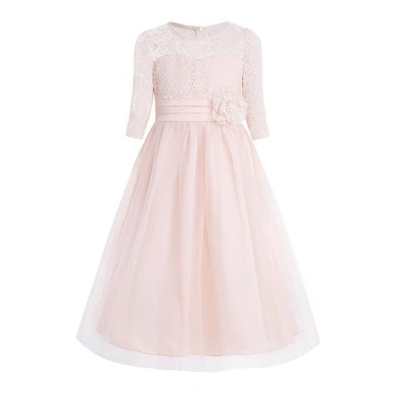 Freebily - Robe De Princesse Une épaule Avec Fleurs 3D Pour Fille - Idéale Mariage, Baptême, Fête Ou Anniversaire