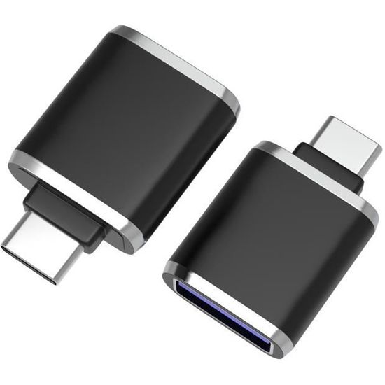 Adaptateur USB C Vers USB (Lot De 4), Adaptateur USB-C Mâle Vers USB-A 3.0 Femelle OTG Compatible Avec MacBook Pro, Samsung Galaxy, Téléphones Type-C Et Plus (Noir - Foto 7