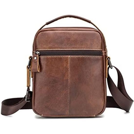 Sacoche Bandoulière En Cuir Véritable Pour Homme - Style Vintage Et Professionnel