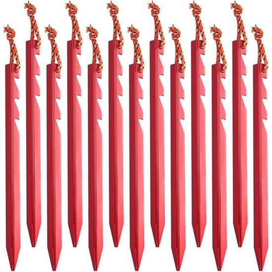 Lot De 20 Piquets De Tente En Alliage D'Aluminium 18 Cm – Forme En Y, Cordon Réfléchissant, Antirouille Et Léger
