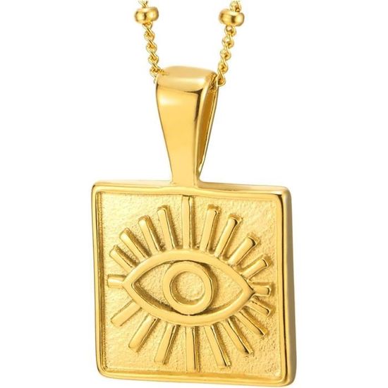 Collier Saint Benoit FaitHeart - Acier Inoxydable/Or/Noir - Chaîne 55+5cm - Protection - Boîte Cadeau