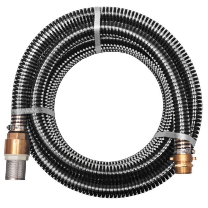 Tuyau d'aspiration Tuyaux d'arrosage Pompe de Jard Tuyau d'aspiration avec raccords en laiton 10 m 25 mm Noir#R1926