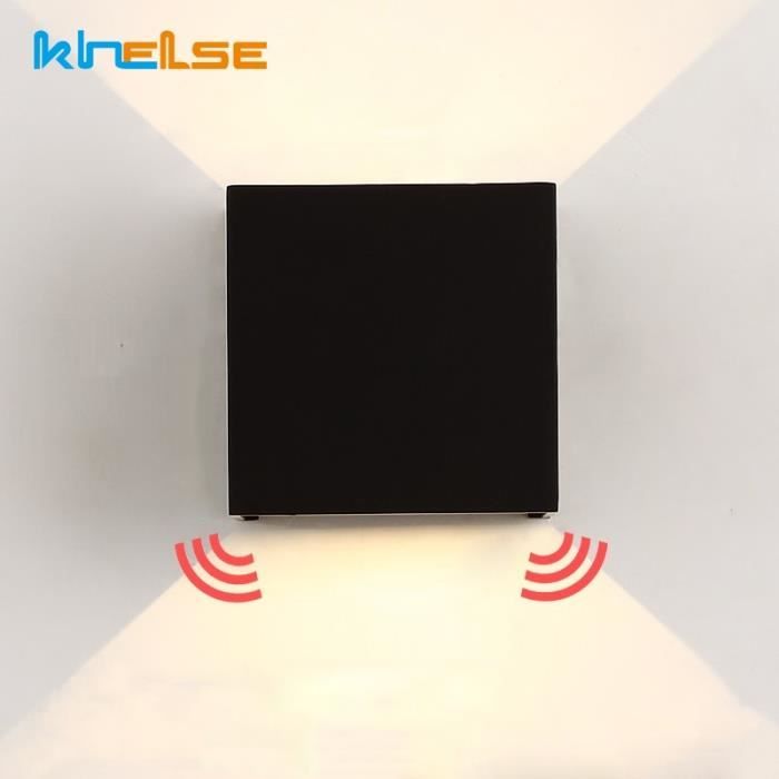 Extérieur détecteur de mouvement LED applique murale étanche IP65 porche lumière moderne 7W 12W LED applique murale - Black - JB4022