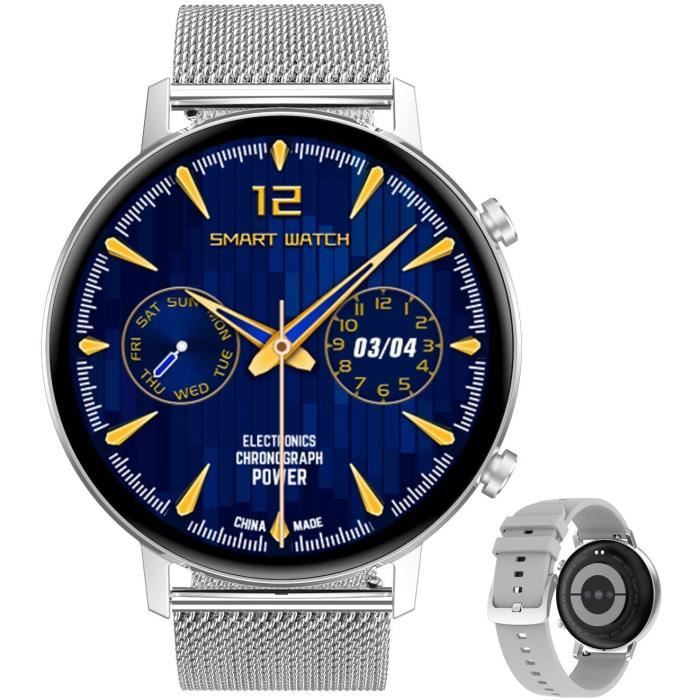 Aliwisdom Montre connectée pour Homme Femmes Enfant Smartwatch Sport Montre Intelligente Etanche métal Bracelet pour iPhone An588