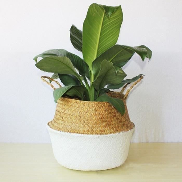 Version B - L - Panier De Rangement En Rotin Paille Osier Pliant Fleur Pot #73