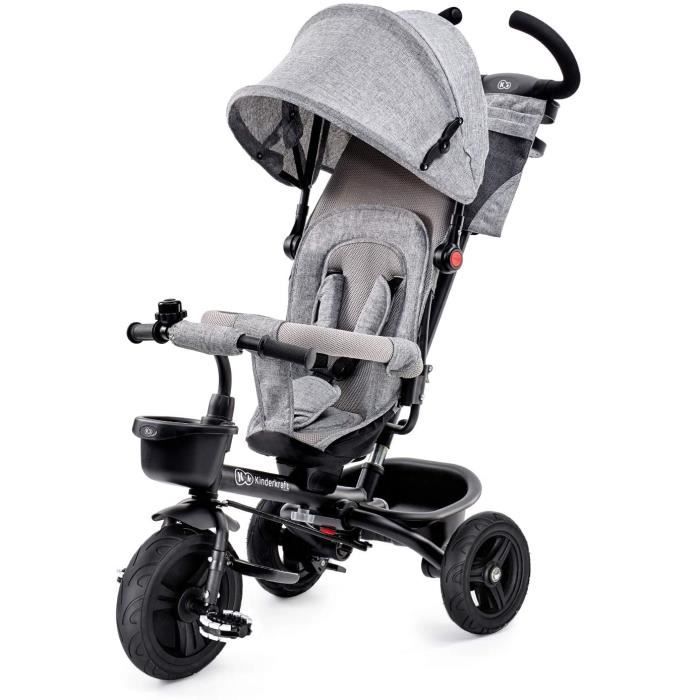 Kinderkraft Tricycle Enfant Évolutif AVEO, 9 mois à 5 ans, Accesoires, Gris