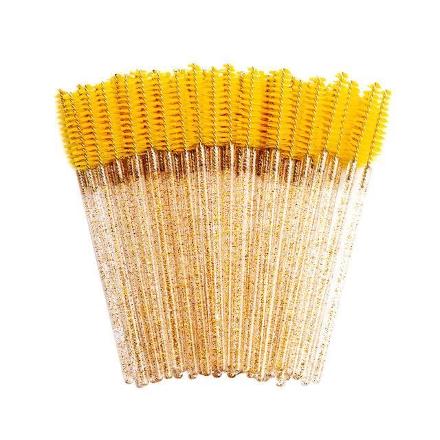 brosse cils, peignes en cristal, poignée diamant, mascara, maquillage, outil d'extension de cils, 50 pièces par kit
