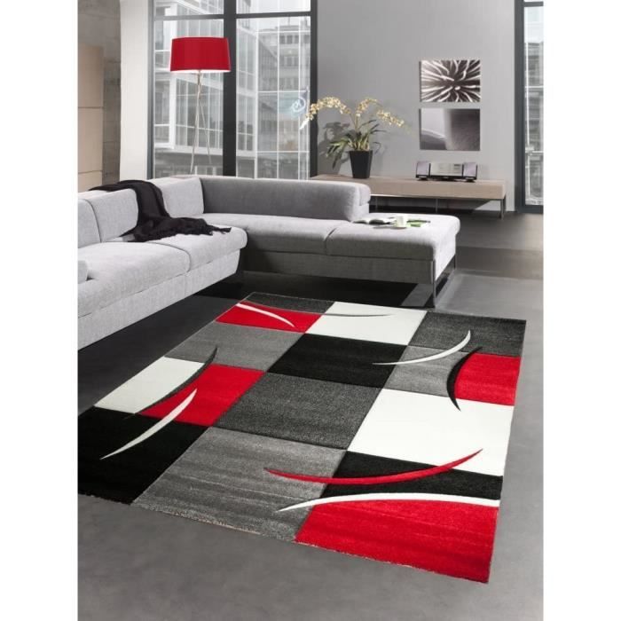 DESSOUS DE TAPIS TIA Deacutesigner Tapis Karo Rouge Gris Blanc Noir 160x230cm1145