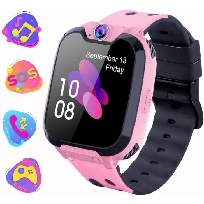 Montre Intelligente pour Enfants, Jeux Smartwatch Phone Appel avec MP3 Caméra Lecteur de Musique Réveil Regarder pour Garçon Fille A